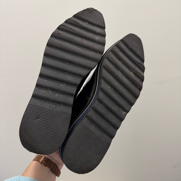 Vince Alona Black Patent Leather Slip On Oxford Loafer Dress Shoes 9 - Picture 6 of 9